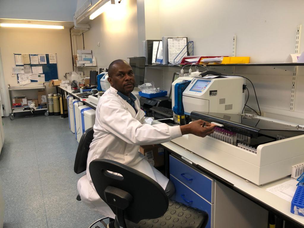 Dr Ogunfemi at the Lab